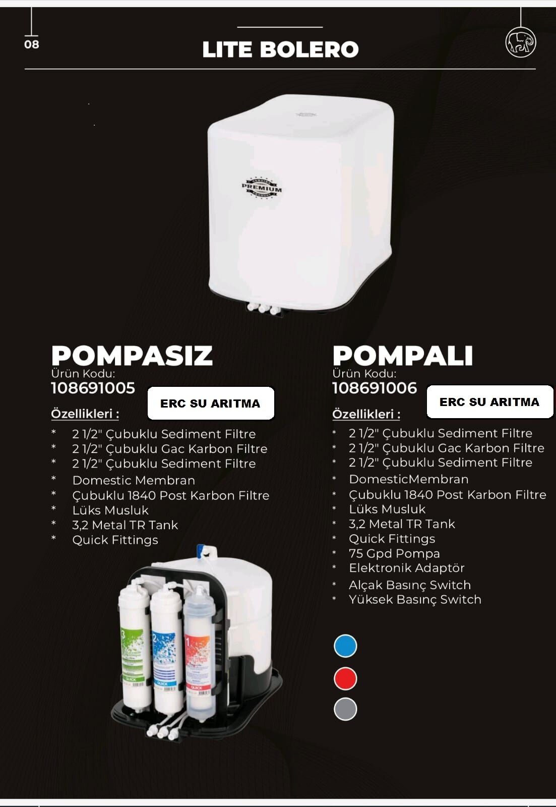 Lite Bolero 5 Filitre Pompasız Compact Dizayn Beyaz Su Arıtma Cihazı