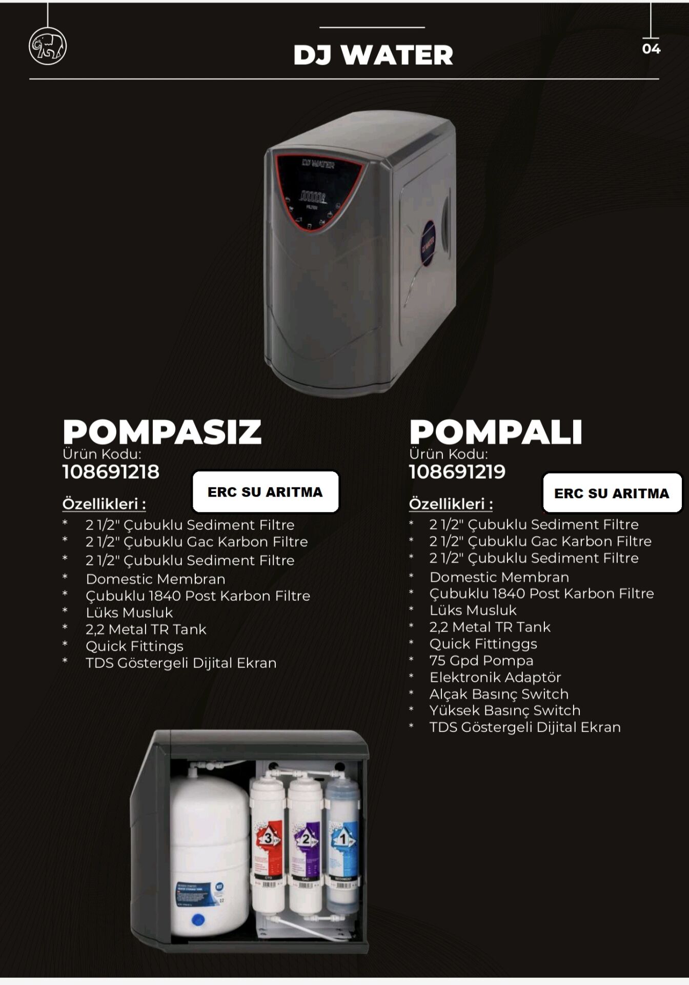 DJ WATER TDS Göstergeli Dijital Ekran Lux 5 Roby Filitre 12 Aşamalı Pompasız Su Arıtma Cihazı