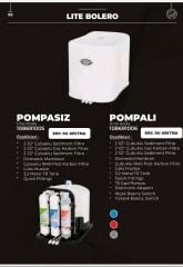 Lite Bolero 5 Filitre Pompalı Compact Dizayn Beyaz Su Arıtma Cihazı