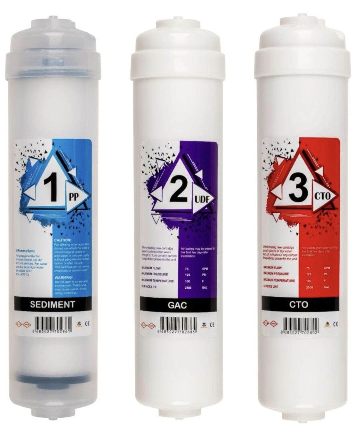 3'lü Tüm Kapalı Kasalara Uyumlu Ce Onaylı Su Arıtma Cihazı Filitre Seti